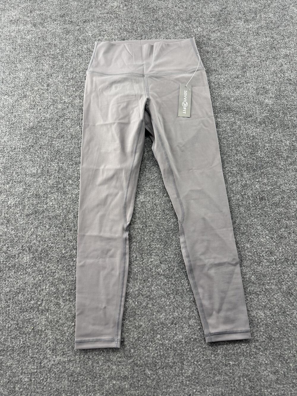 Savvi Fit SSKIN Leggings Womens Medium Gray High Rise Ankle Yoga Gym Pants